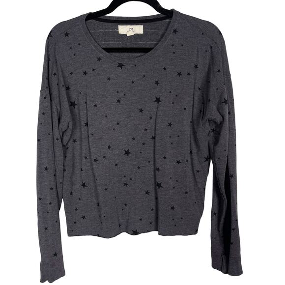 Thread & Supply Womens Small S Heather Gray Charcoal Star Print Sweatshirt Crew - Picture 1 of 8